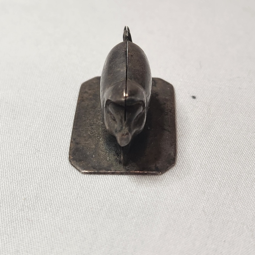 Tin Pig Miniature Figurine on Base Primitive Hog Curio 1" - Picture 2 of 8